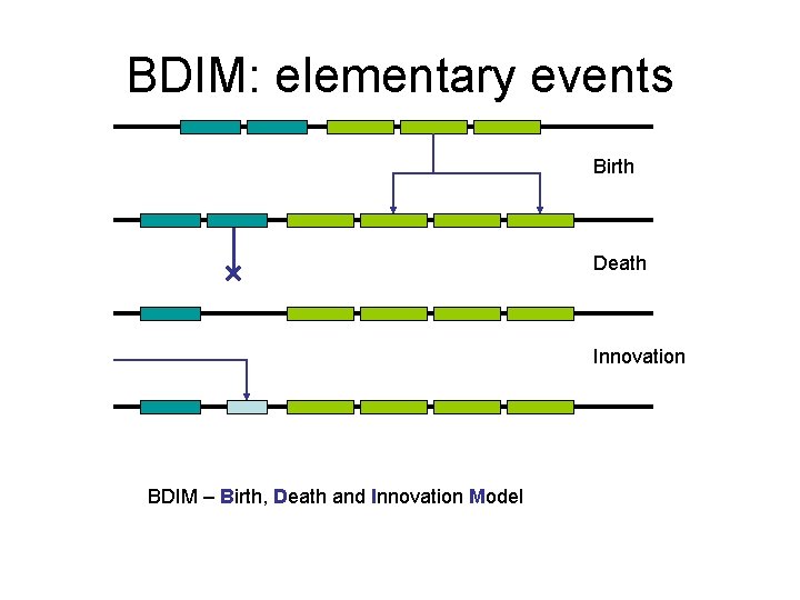 BDIM: elementary events Birth Death Innovation BDIM – Birth, Death and Innovation Model 