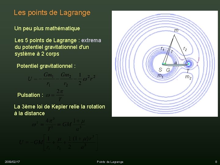 Les points de Lagrange Un peu plus mathématique m Les 5 points de Lagrange