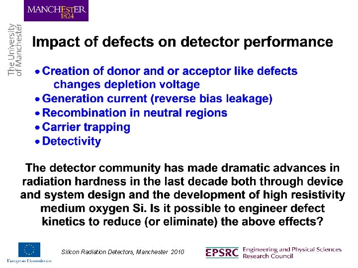 Silicon Radiation Detectors, Manchester 2010 