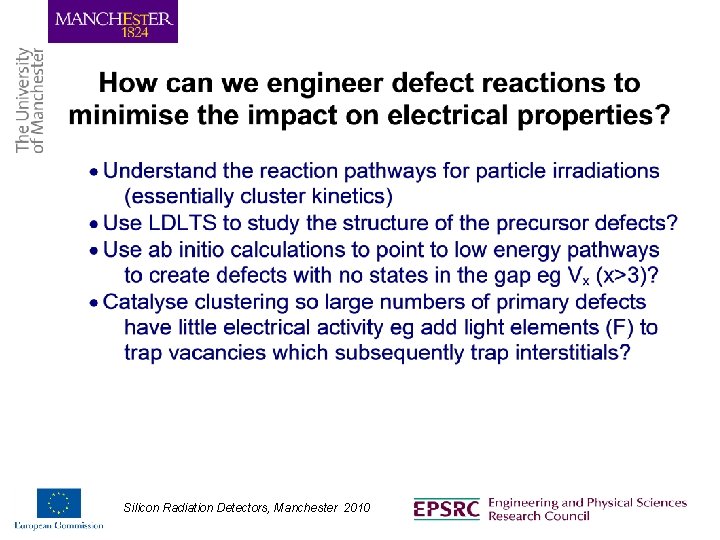 Silicon Radiation Detectors, Manchester 2010 