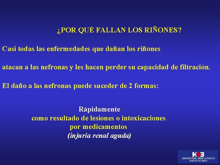 ¿POR QUÉ FALLAN LOS RIÑONES? Casi todas las enfermedades que dañan los riñones atacan