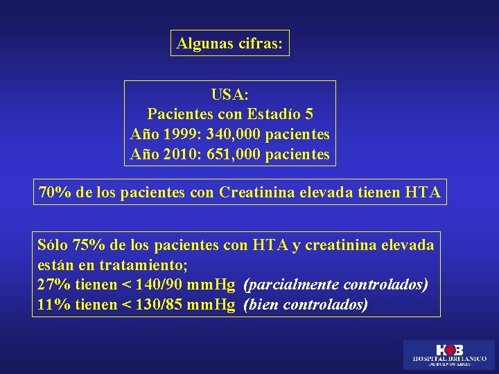 Algunas cifras: USA: Pacientes con Estadío 5 Año 1999: 340, 000 pacientes Año 2010: