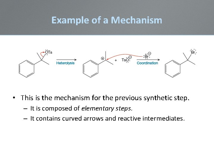 Example of a Mechanism • This is the mechanism for the previous synthetic step.