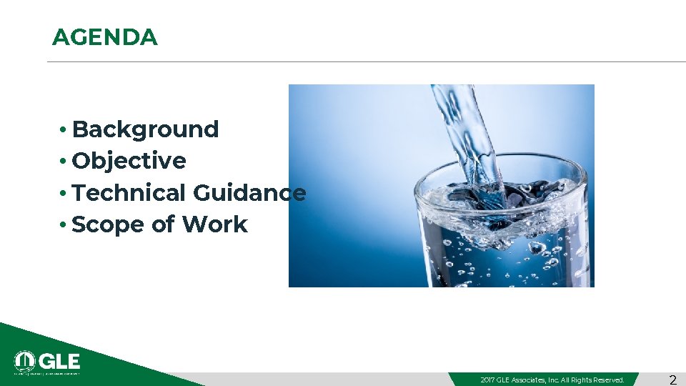 AGENDA • Background • Objective • Technical Guidance • Scope of Work 2017 GLE
