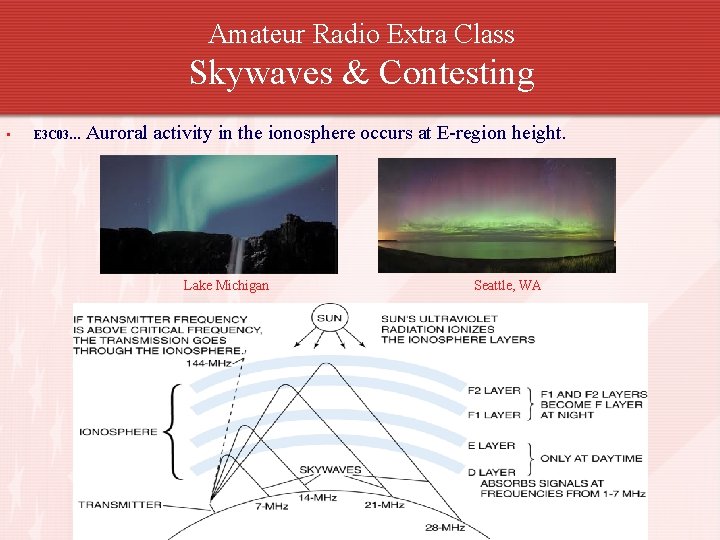 Amateur Radio Extra Class Skywaves & Contesting • E 3 C 03… Auroral activity