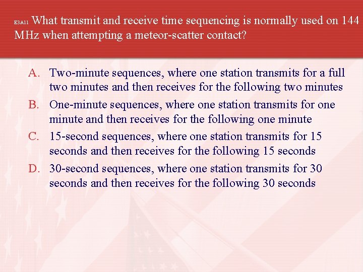 What transmit and receive time sequencing is normally used on 144 MHz when attempting