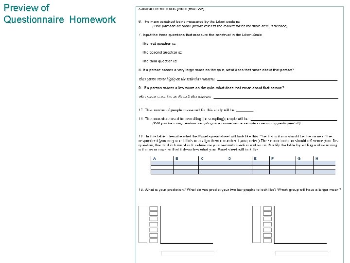 Preview of Questionnaire Homework 