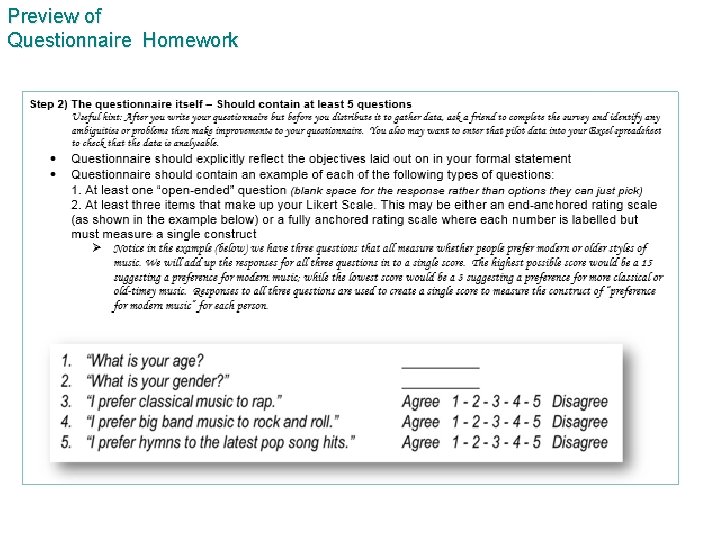 Preview of Questionnaire Homework 