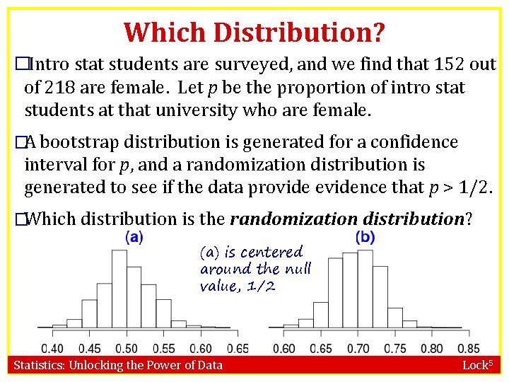 Which Distribution? � Intro stat students are surveyed, and we find that 152 out