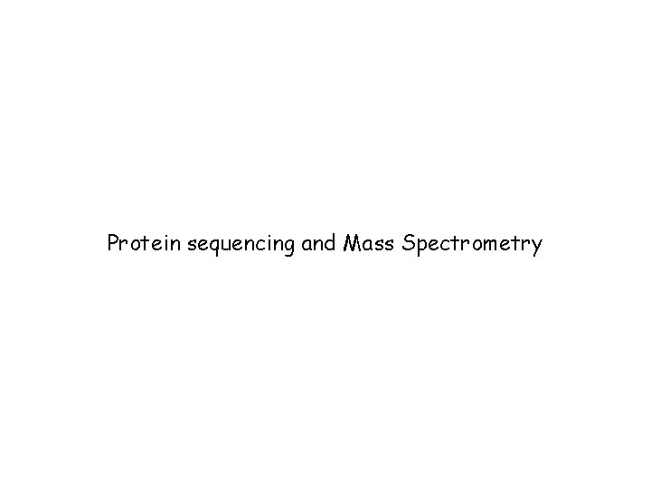 Protein sequencing and Mass Spectrometry 