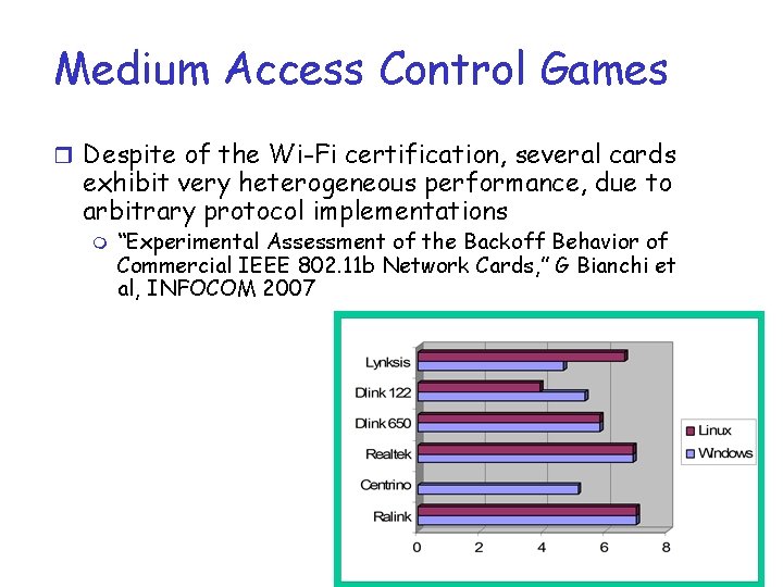 Medium Access Control Games r Despite of the Wi-Fi certification, several cards exhibit very Medium Access Control Games r Despite of the Wi-Fi certification, several cards exhibit very
