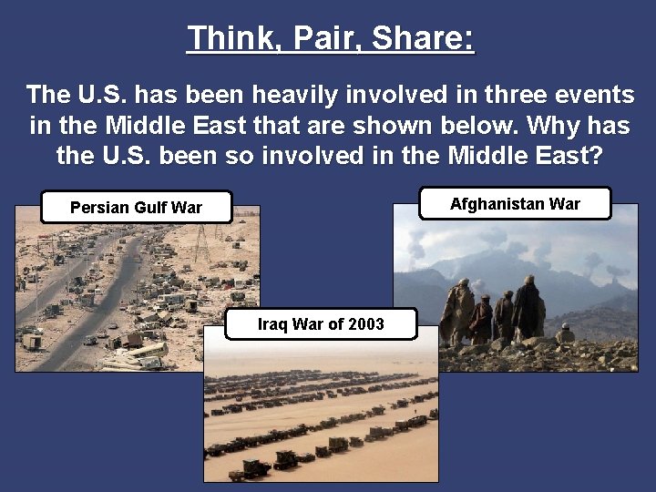 Think, Pair, Share: The U. S. has been heavily involved in three events in