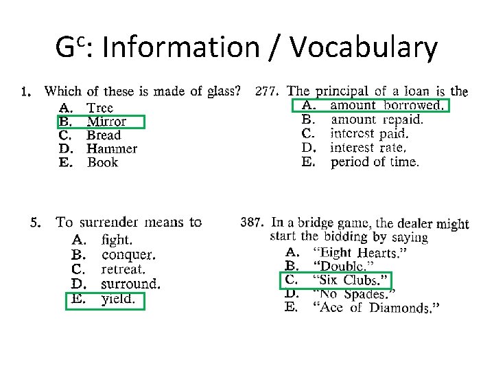 Gc: Information / Vocabulary 