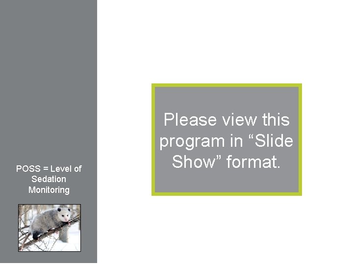 POSS = Level of Sedation Monitoring Please view this program in “Slide Show” format.