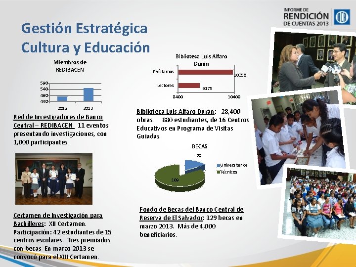 Gestión Estratégica Cultura y Educación Miembros de REDIBACEN 590 540 490 440 Biblioteca Luis