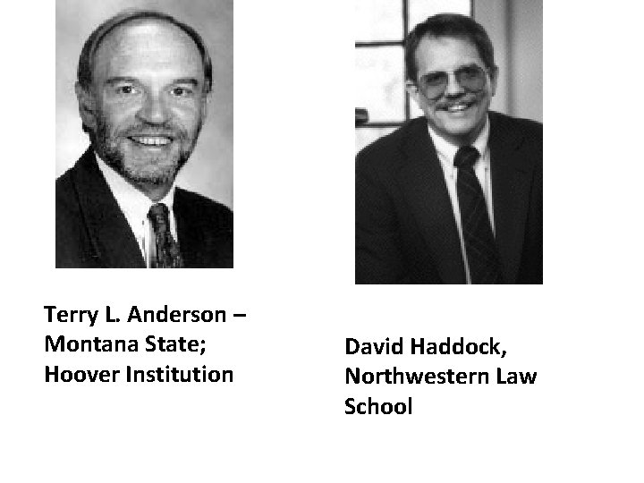 Terry L. Anderson – Montana State; Hoover Institution David Haddock, Northwestern Law School 