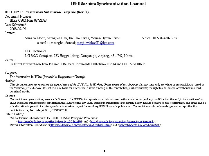 IEEE 802 16 m Synchronization Channel IEEE 802