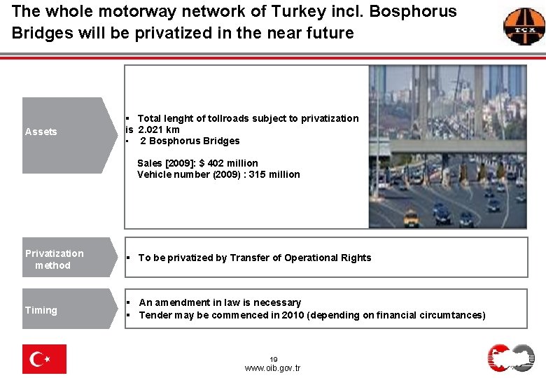 The whole motorway network of Turkey incl. Bosphorus Bridges will be privatized in the