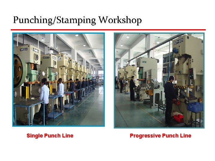 Punching/Stamping Workshop Single Punch Line Progressive Punch Line 