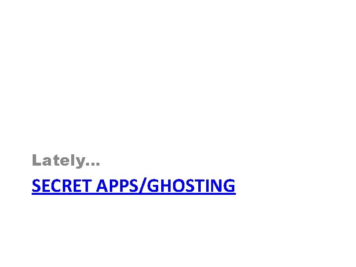 Lately… SECRET APPS/GHOSTING Lately… SECRET APPS/GHOSTING