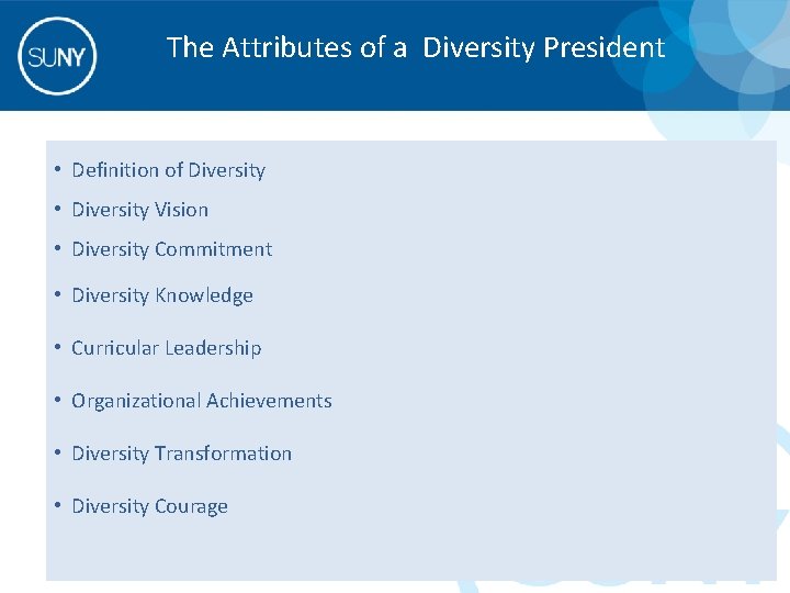 The Attributes of a Diversity President • Definition of Diversity • Diversity Vision •