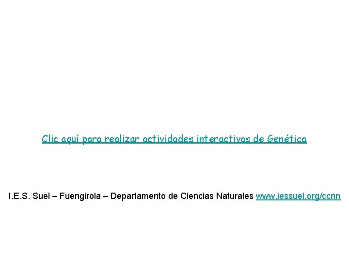 Clic aquí para realizar actividades interactivas de Genética I. E. S. Suel – Fuengirola