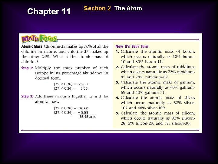 Chapter 11 Section 2 The Atom 