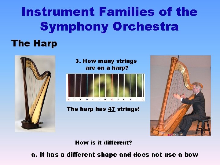 Instrument Families of the Symphony Orchestra The Harp 3. How many strings are on