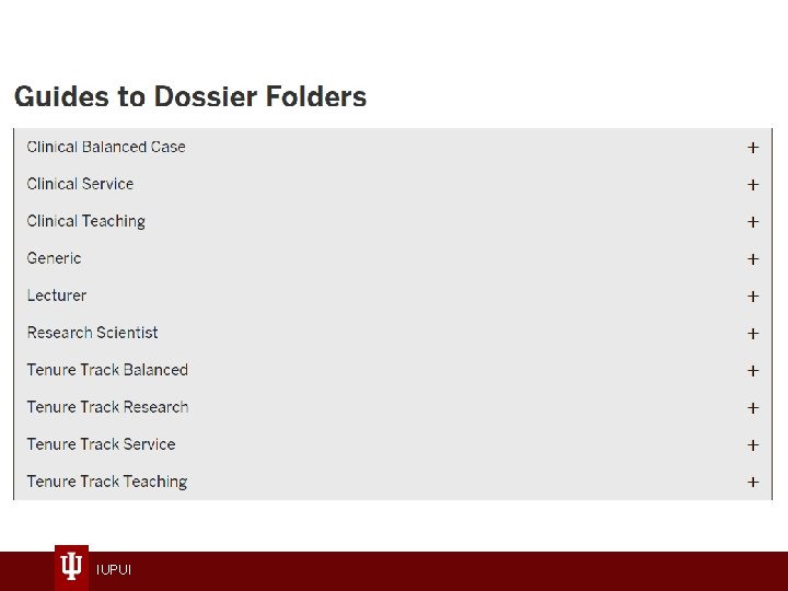 Dossier folders IUPUI 