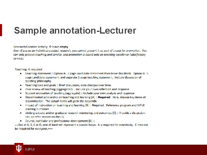Sample annotation-Lecturer IUPUI 