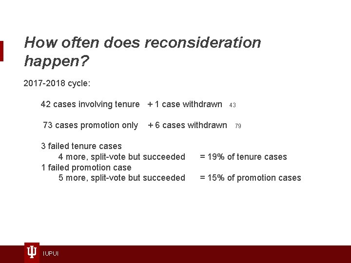 How often does reconsideration happen? 2017 -2018 cycle: 42 cases involving tenure + 1