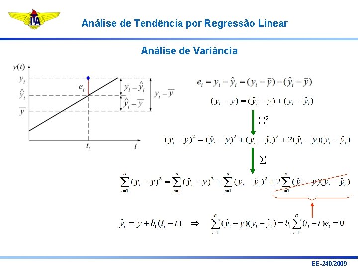 Análise de Tendência por Regressão Linear Análise de Variância (. )2 EE-240/2009 