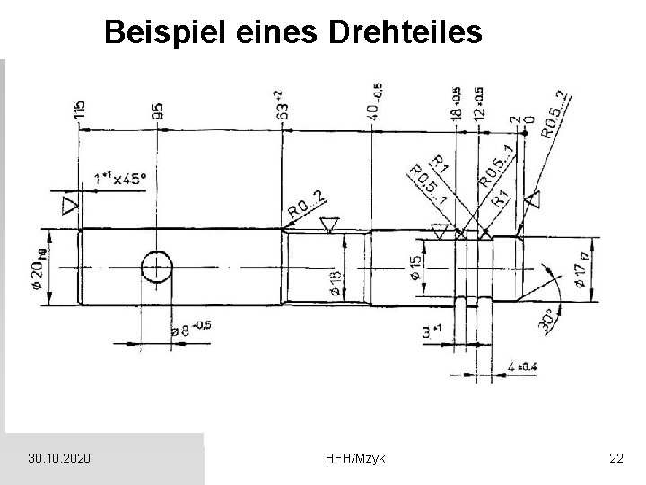 Beispiel eines Drehteiles 30. 10. 2020 HFH/Mzyk 22 