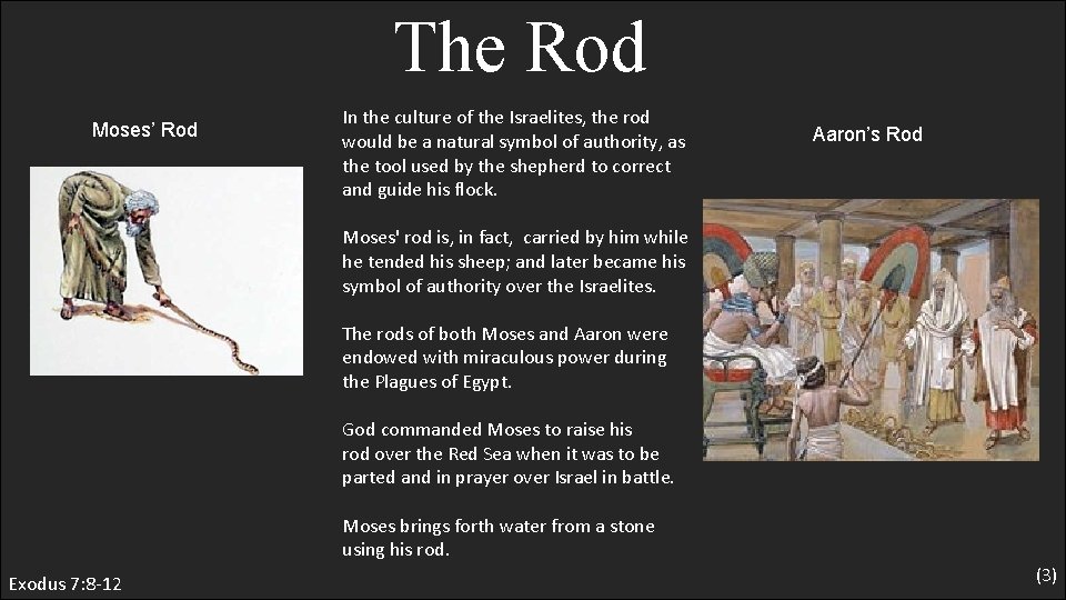 The Rod Moses’ Rod In the culture of the Israelites, the rod would be