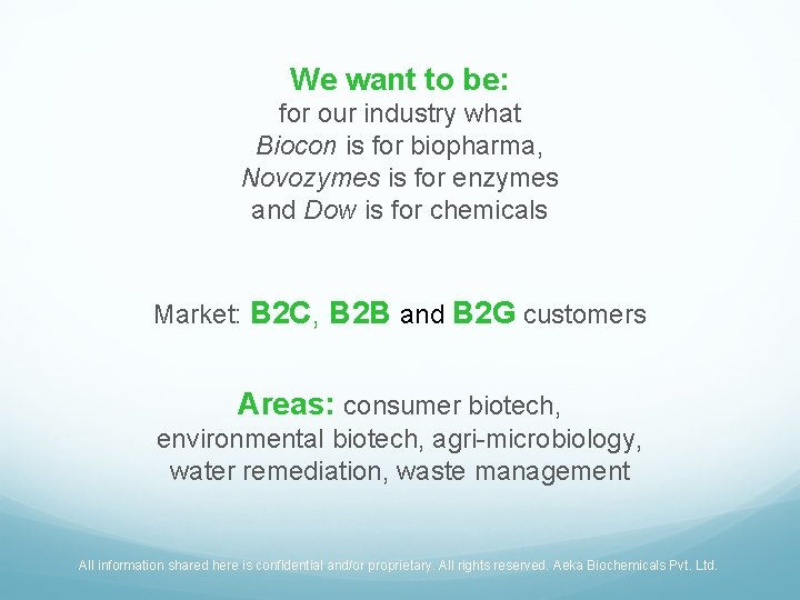 We want to be: for our industry what Biocon is for biopharma, Novozymes is
