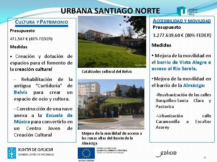 URBANA SANTIAGO NORTE ACCESIBILIDAD Y MOVILIDAD CULTURA Y PATRIMONIO Presupuesto 3. 277. 639, 60