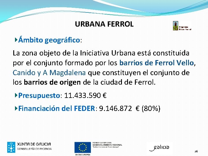 URBANA FERROL Ámbito geográfico: La zona objeto de la Iniciativa Urbana está constituida por