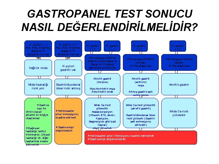 GASTROPANEL TEST SONUCU NASIL DEĞERLENDİRİLMELİDİR? H. pylori ( - ) H. pylori ( +