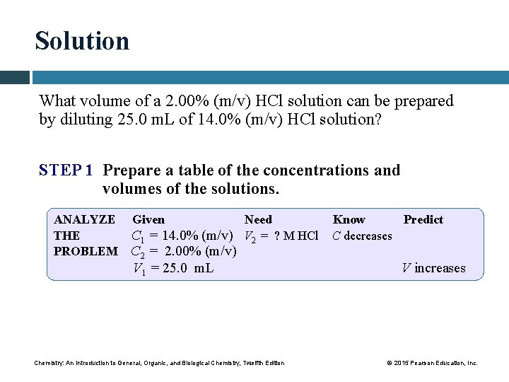 Solution What volume of a 2. 00% (m/v) HCl solution can be prepared by