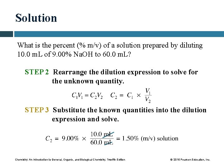 Solution What is the percent (% m/v) of a solution prepared by diluting 10.