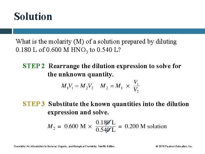Solution What is the molarity (M) of a solution prepared by diluting 0. 180
