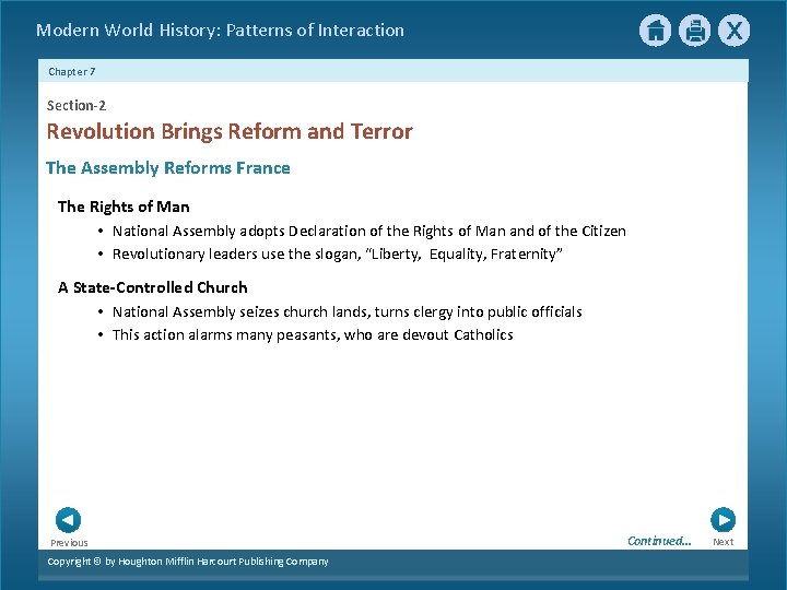 Modern World History: Patterns of Interaction Chapter 7 Section-2 Revolution Brings Reform and Terror