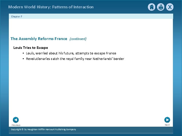 Modern World History: Patterns of Interaction Chapter 7 The Assembly Reforms France {continued} Louis