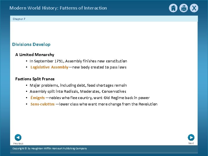 Modern World History: Patterns of Interaction Chapter 7 Divisions Develop A Limited Monarchy •