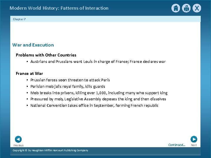 Modern World History: Patterns of Interaction Chapter 7 War and Execution Problems with Other