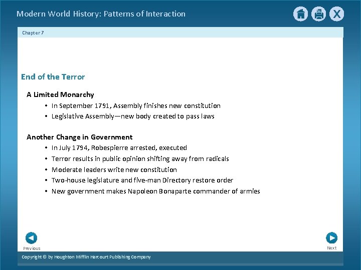 Modern World History: Patterns of Interaction Chapter 7 End of the Terror A Limited