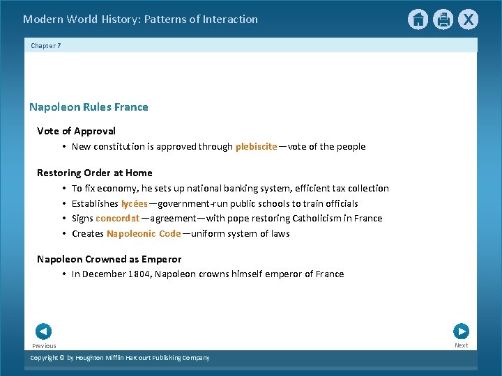 Modern World History: Patterns of Interaction Chapter 7 Napoleon Rules France Vote of Approval