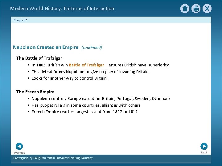 Modern World History: Patterns of Interaction Chapter 7 Napoleon Creates an Empire {continued} The Modern World History: Patterns of Interaction Chapter 7 Napoleon Creates an Empire {continued} The