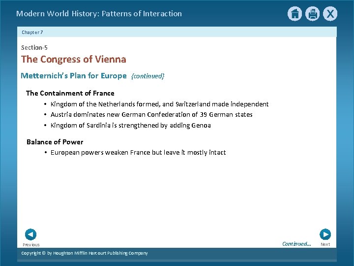 Modern World History: Patterns of Interaction Chapter 7 Section-5 The Congress of Vienna Metternich’s Modern World History: Patterns of Interaction Chapter 7 Section-5 The Congress of Vienna Metternich’s