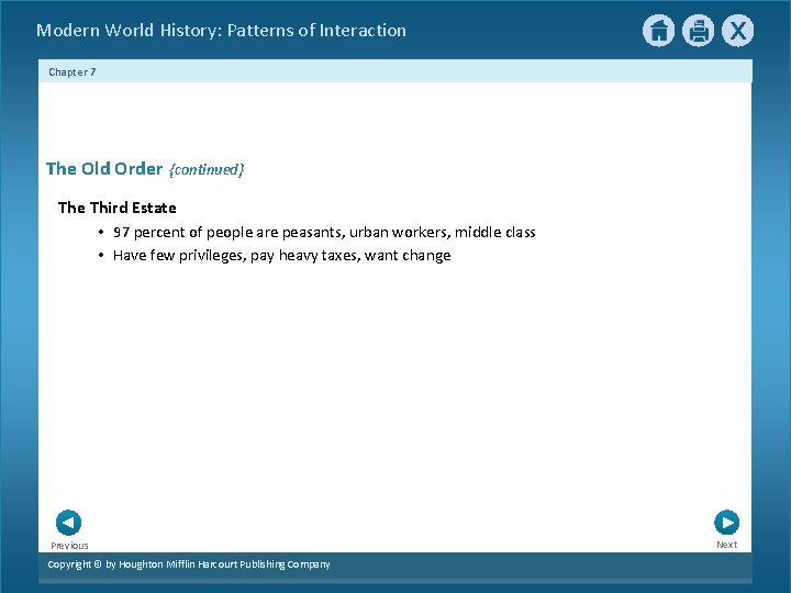 Modern World History: Patterns of Interaction Chapter 7 The Old Order {continued} The Third